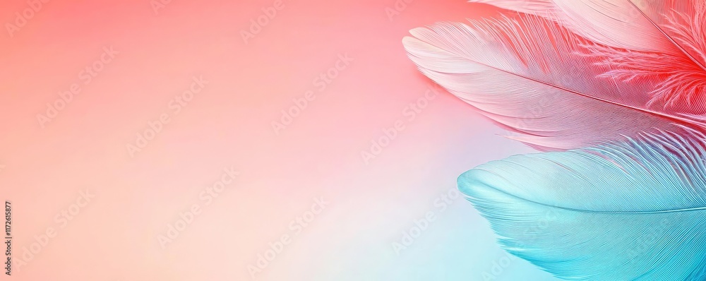 Aufkleber feather abstract background concept. vibrant feather design blending coral and teal on a soft gradie