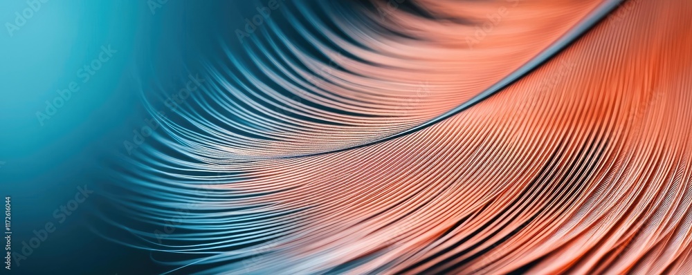 Aufkleber Feather abstract background concept. Vibrant abstract patterns with smooth lines in contrast of warm and cool colors.