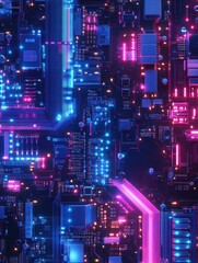 Modern tech background featuring intricate blue and purple circuitry visuals.
