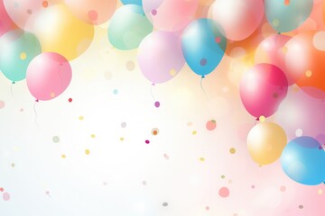 A vibrant polkadot themed birthday banner background featuring colorful balloons in a cheerful celebration atmosphere perfect for any festive occasion