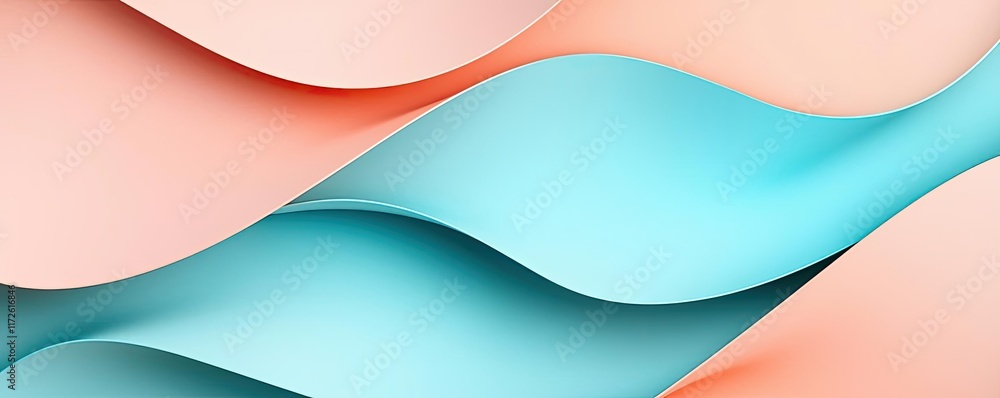 Poster Soft abstract background idea. Abstract waves in pastel colors create a soothing and modern design element.