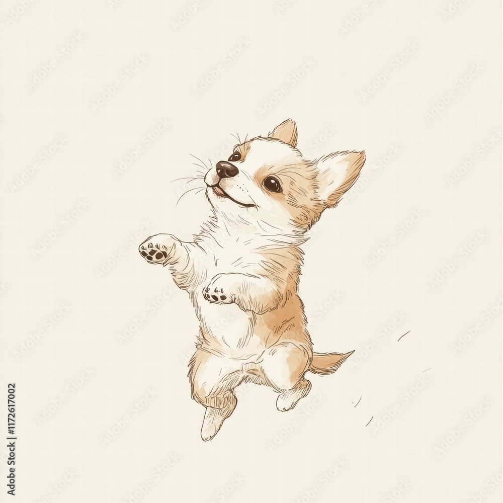 Leinwandbilder joyful puppy jumping playfully in a light and airy setting during a sunny afternoon. generative ai