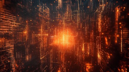 Naklejka premium Futuristic Cityscape with Neon Vertical Lights