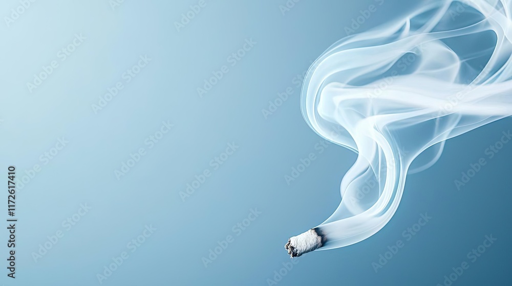 Aufkleber Smoke abstract background idea. A close-up view of smoke curling softly against a blue background, creating a calm atmosphere.