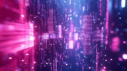 Fototapeta premium Futuristic Cityscape with Neon Vertical Lights