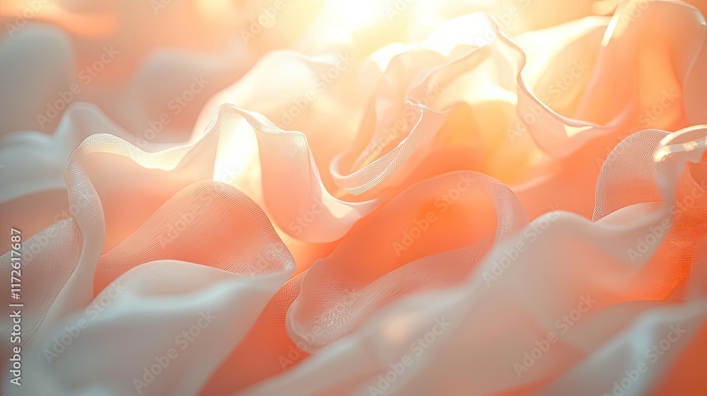 Poster Soft abstract background idea. A soft, flowing fabric texture with gentle light creating a serene atmosphere.