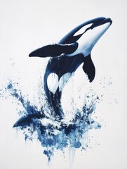 Obraz premium Majestic orca whale breaching in ocean spray 