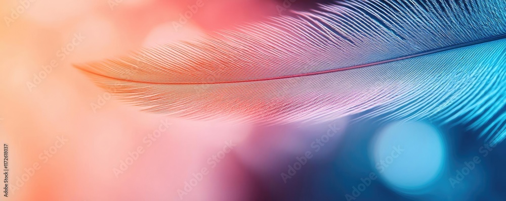 Aufkleber feather abstract background concept. colorful feather against a gradient background, showcasing deli