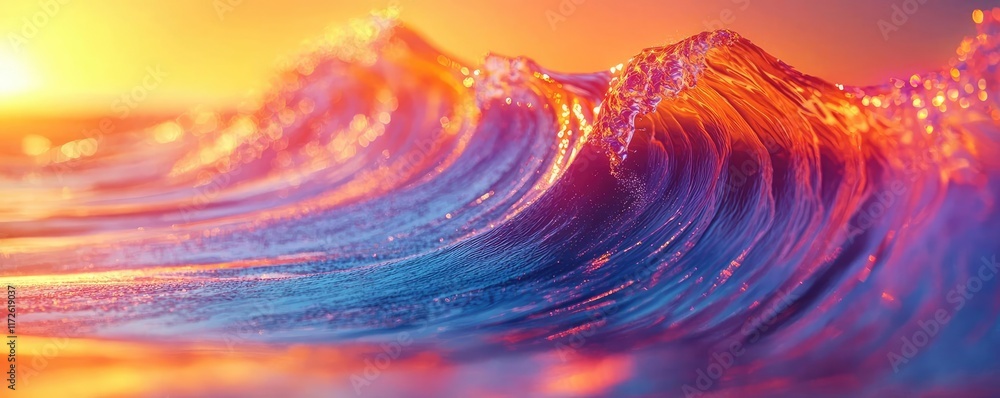 Poster waves abstract background idea. vibrant ocean waves illuminated by a stunning sunset, creating a dre