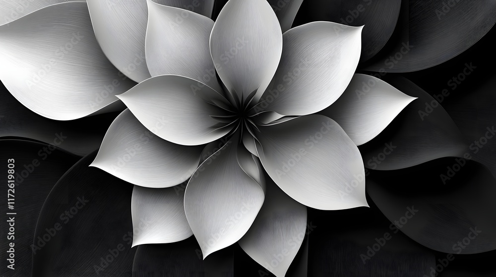 Poster abstract black and white backgrounds. abstract grayscale image of a stylized flower. elegant and mod