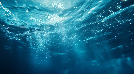 Underwater Serenity: Bubbles and Light Dance in the Deep Blue