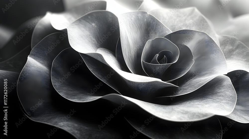 Poster abstract black and white backgrounds. a grayscale close-up shot of a rose, highlighting its delicate