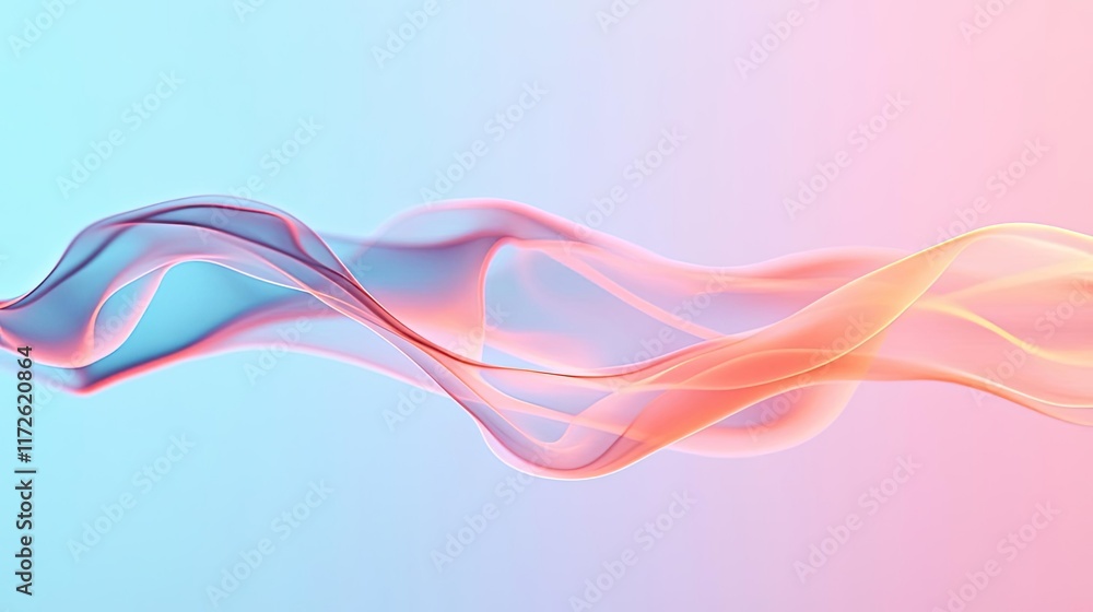 Aufkleber Smoke abstract background idea. Colorful abstract wave patterns flowing gracefully across a soft gradient background.