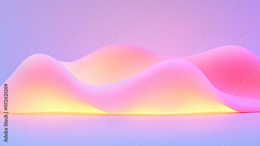 Poster Soft abstract background idea. Abstract wavy shapes with soft pink and purple glow for modern design projects.