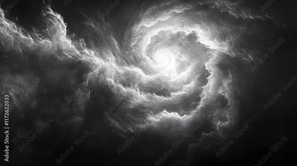 Aufkleber abstract black and white backgrounds. abstract grayscale image of swirling clouds creating a vortex 