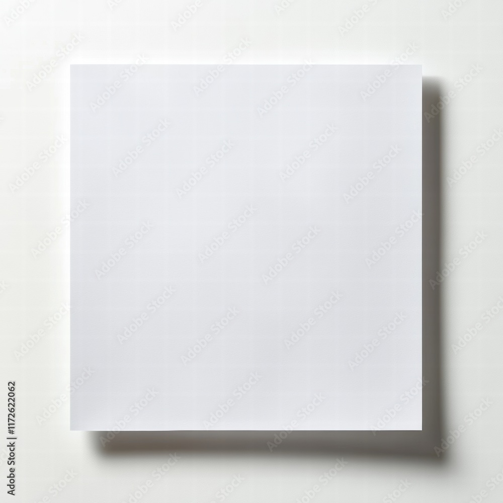 Aufkleber blank white sheet of paper lying flat on a clean surface ready for drawing or writing in a simple wo