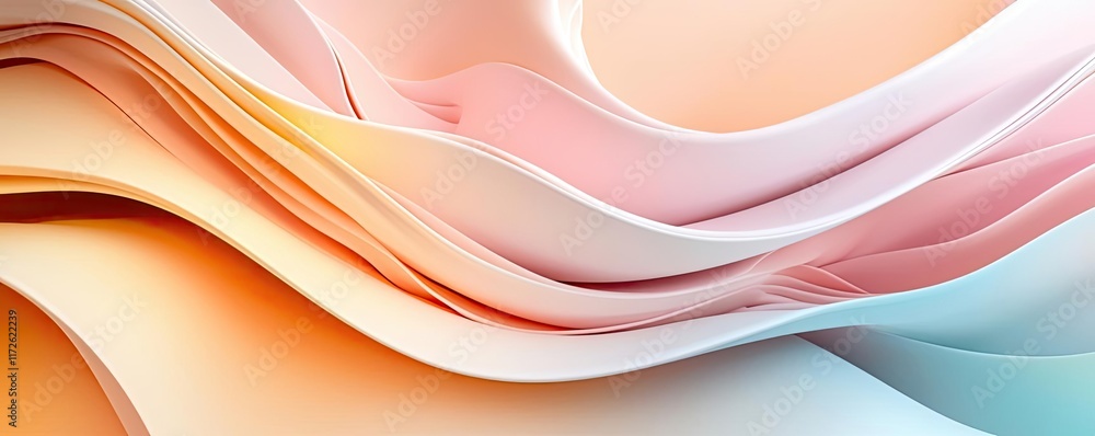 Poster Soft abstract background idea. Abstract waves in soft pastel colors creating a serene and modern background.