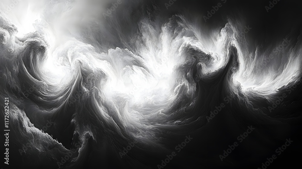 Aufkleber abstract black and white backgrounds. a grayscale digital art piece depicting swirling clouds of abs