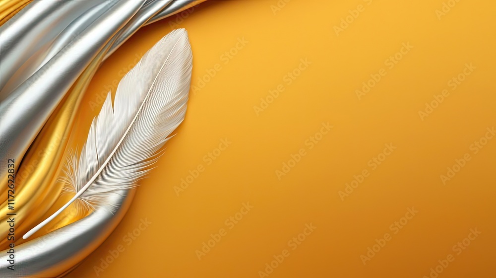 Aufkleber feather abstract background concept. elegant abstract composition featuring shiny silver, gold, and 