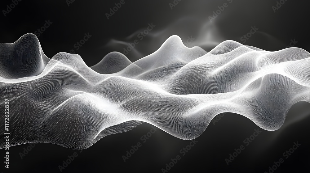 Poster abstract black and white backgrounds. abstract digital art featuring a flowing white wave against a 