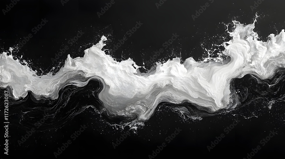 Poster abstract black and white backgrounds. abstract grayscale image depicting a wave-like form. the inter