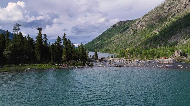mountain Multinskoe lake in the Altai mountains in summer