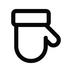 winter gloves icon, linear sign, isolated on background