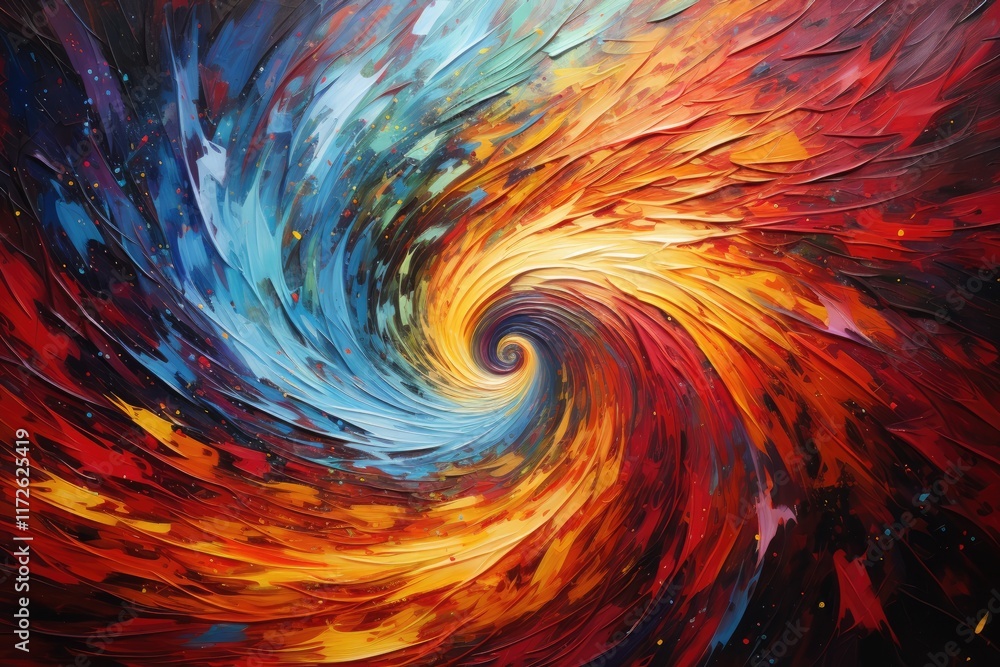 Poster a stunning display of vibrant colors swirls together in a mesmerizing pattern, drawing the viewer's 