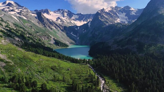 mountain Multinskoe lake in the Altai mountains in summer