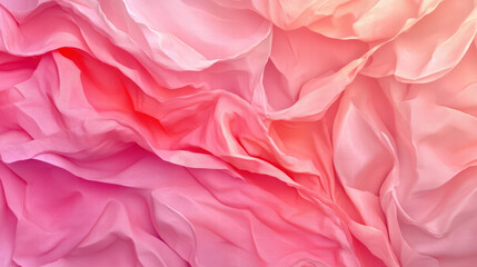 Fototapeta premium Soft crinkled tissue paper in shades of pink creates delicate and intimate texture. gentle folds and layers evoke sense of warmth and tranquility