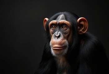 Fototapeta premium Close-up portrait of a thoughtful chimpanzee