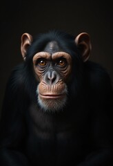 Close-up portrait of a thoughtful chimpanzee