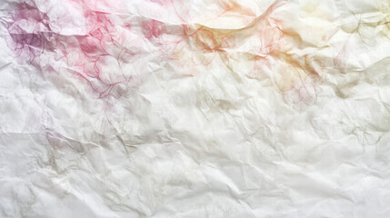Obraz premium Crumpled tissue paper with soft watercolor floral patterns in pastel colors creates delicate and artistic background. Ideal for various design projects