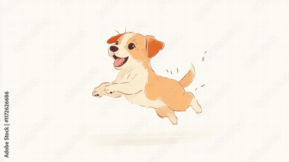 Aufkleber joyful puppy running happily in a playful atmosphere under bright sunlight during a sunny afternoon.