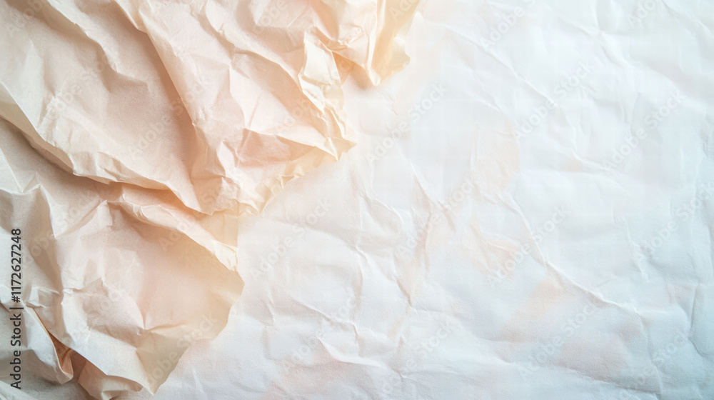 Poster crumpled tissue paper with soft watercolor effect, creating delicate and artistic background. ideal 