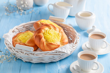 Fresh cheese yeast bun perfect for breakfast or lunch..
