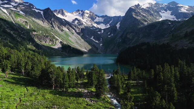 mountain Multinskoe lake in the Altai mountains in summer