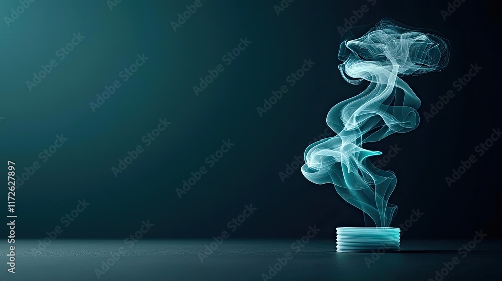 Poster smoke abstract background idea. elegant smoke swirling above a glass in a dark atmosphere, creating 
