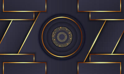 Elegant Golden Circle Luxury Background. copy space lighting sparkle glowing dots particle vector.