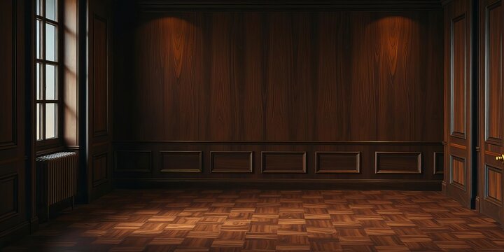 Dark wooden floor with a rich parquet wood texture, perfect for adding warmth and elegance to any room, background, floor