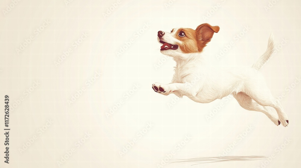 Aufkleber joyful puppy runs freely through an open field on a bright sunny day, radiating happiness and energy