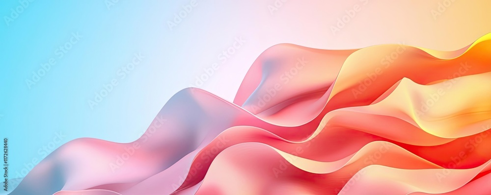 Poster Soft abstract background idea. Abstract colorful waves blend harmoniously, creating a vibrant and modern visual aesthetic.