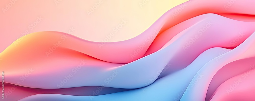 Aufkleber Soft abstract background idea. Abstract waves in soft pink and blue tones create a serene and modern visual experience.