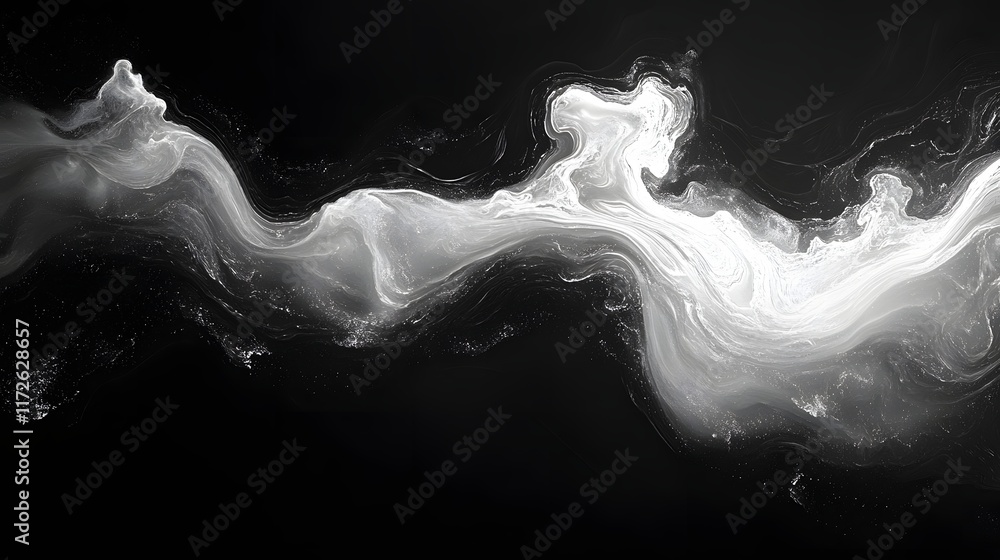 Poster abstract black and white backgrounds. serene grayscale abstract art. fluid paint creates a calming m