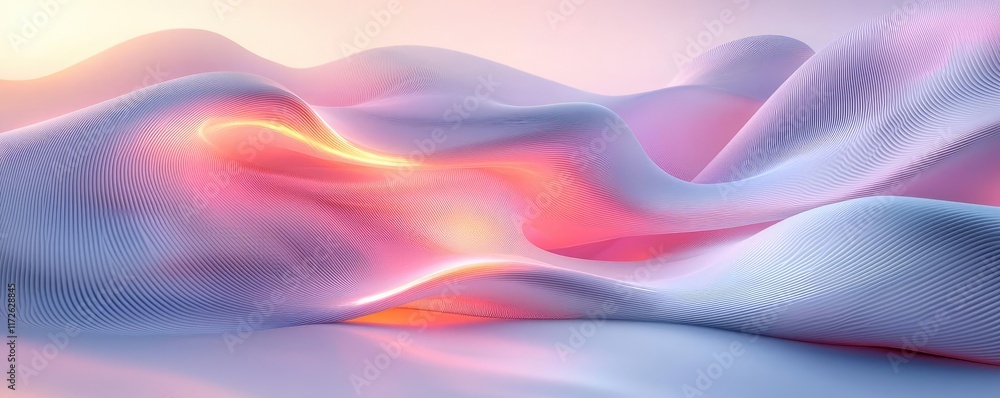 Poster Soft abstract background idea. Abstract waves of soft pastel colors creating a serene and dreamlike atmosphere.
