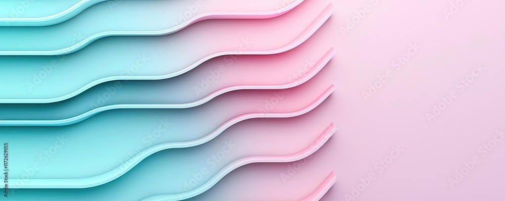 Poster Soft abstract background idea. Stylish abstract design with curved lines in pastel colors on a soft gradient background.