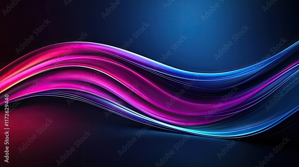 Poster Soft abstract background idea. Colorful wavy lines on a dark background, creating a vibrant and dynamic visual effect.