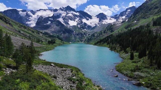 mountain Multinskoe lake in the Altai mountains in summer