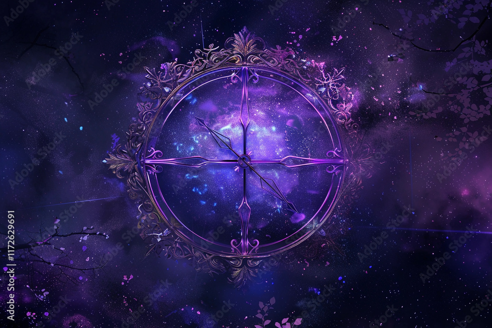 Wall mural astrological abstract composition with zodiac circle in signs and symbols, abstract vivid compositio