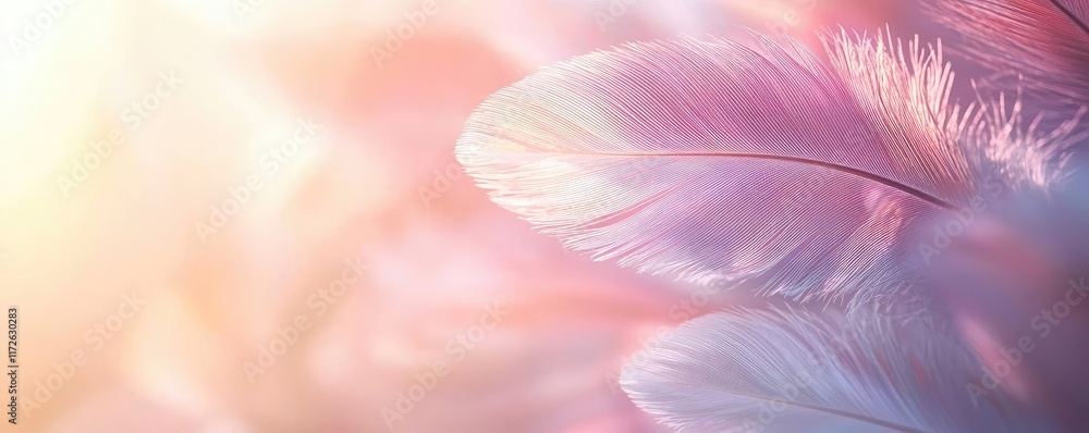 Aufkleber Feather abstract background concept. Delicate pastel feathers with soft colors creating a serene and calming atmosphere.